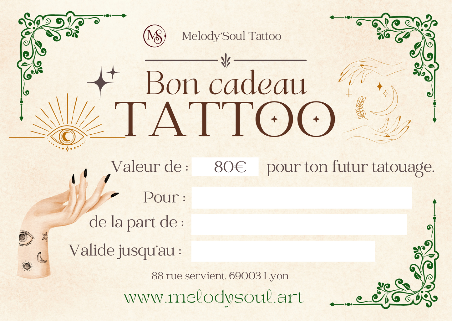 Bon cadeau Tatouage 80€